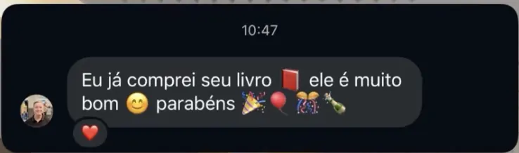Depoimento no WhatsApp: eu já comprei seu livro, ele é muito bom