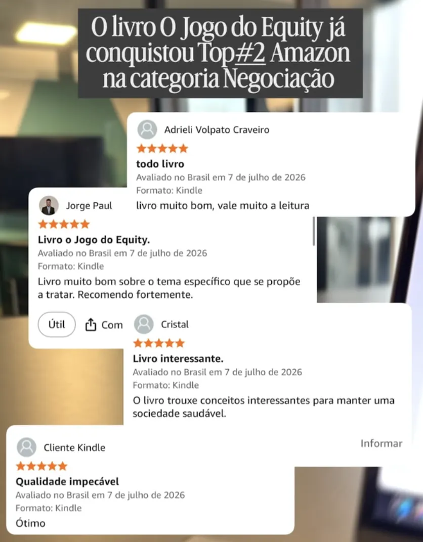 O Jogo do Equity conquistou Top 2 da Amazon na categoria Negociação, com avaliações 5 estrelas
