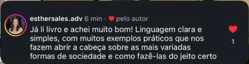 Comentário no Instagram: linguagem clara e simples, com muitos exemplos práticos